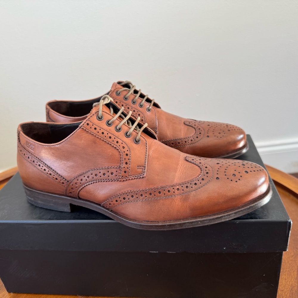 🟫 Hugo Boss Brown Leather Oxford Shoes